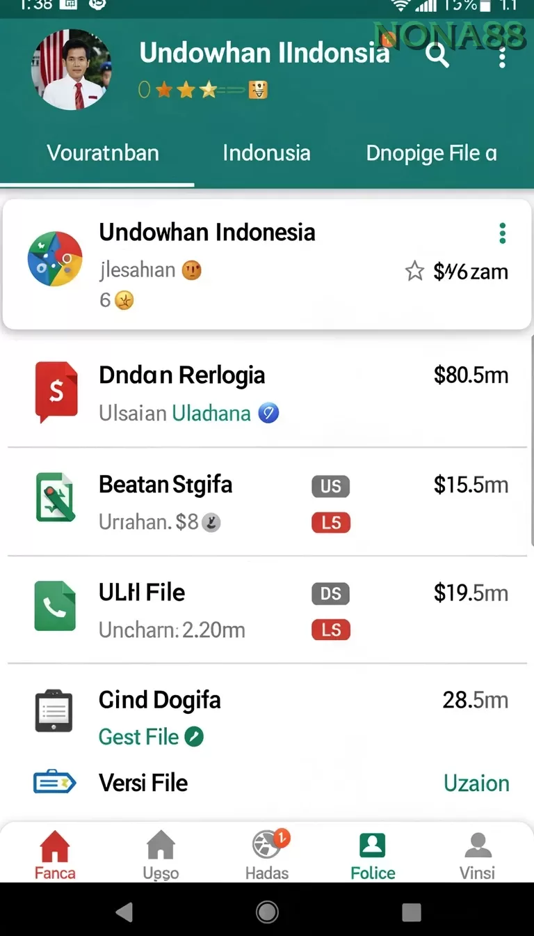 Cuplikan layar HT9 — menu navigasi